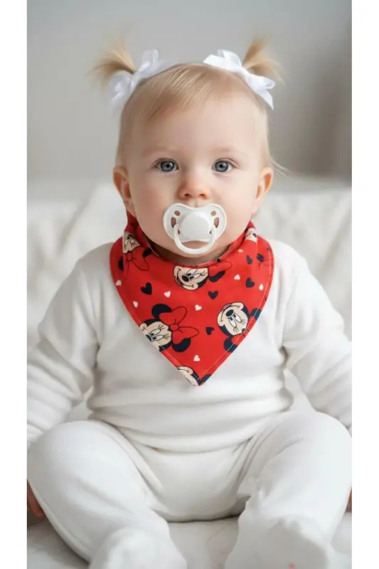 Baby Girl Organic Fabric Double Layer Colorful and Patterned Scarf Bib Drool Bib 10 Pieces - 2