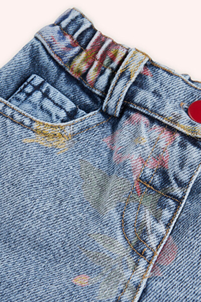 Baby Girl Patterned Blue Jeans - 3