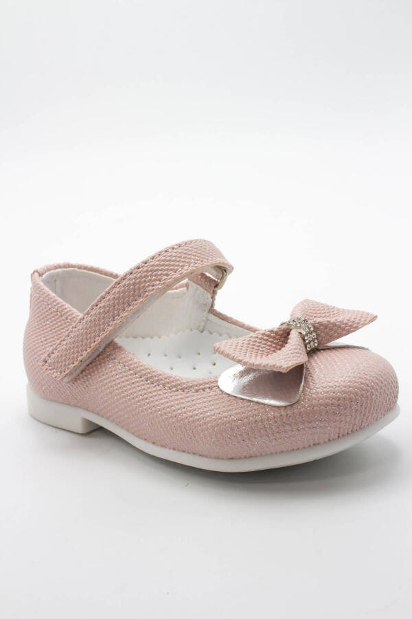 Baby Girl Pink Bow Stone Detail Glitter Ballet Flats - 19