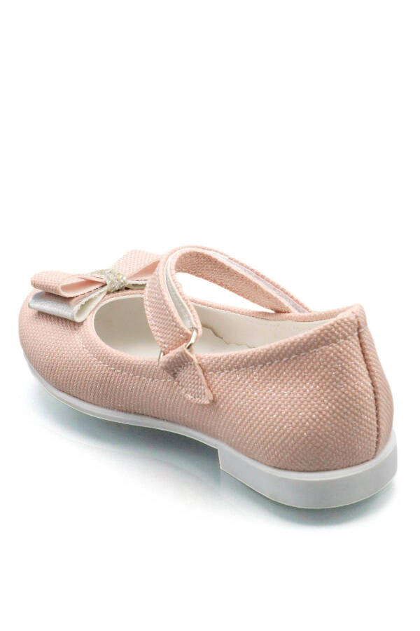 Baby Girl Pink Bow Stone Detail Glitter Ballet Flats - 3