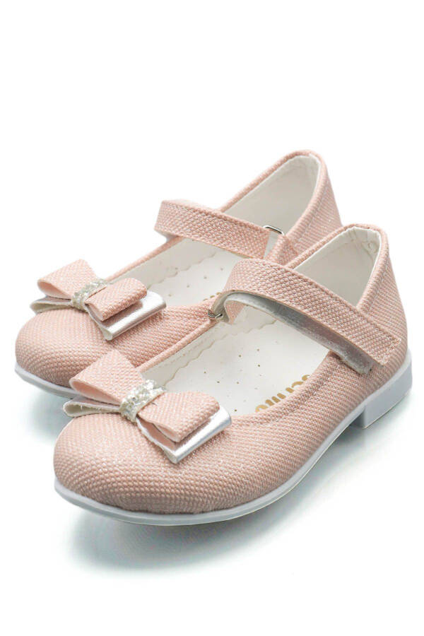 Baby Girl Pink Bow Stone Detail Glitter Ballet Flats - 5