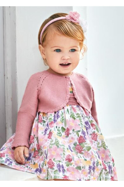 Baby Girl Pink Mercerized Bolero 00306-050 - 1