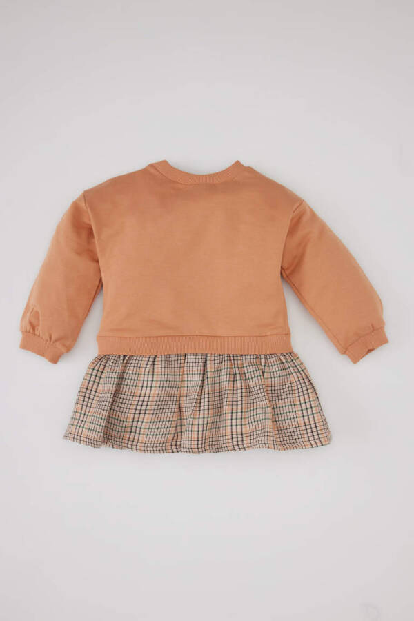 Baby Girl Plaid Long Sleeve Dress Light Brown - 5