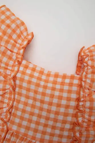 Baby Girl Plaid Sleeveless Crinkle Dress-White - 2