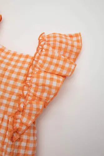 Baby Girl Plaid Sleeveless Crinkle Dress-White - 3