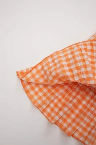 Baby Girl Plaid Sleeveless Crinkle Dress-White - 4