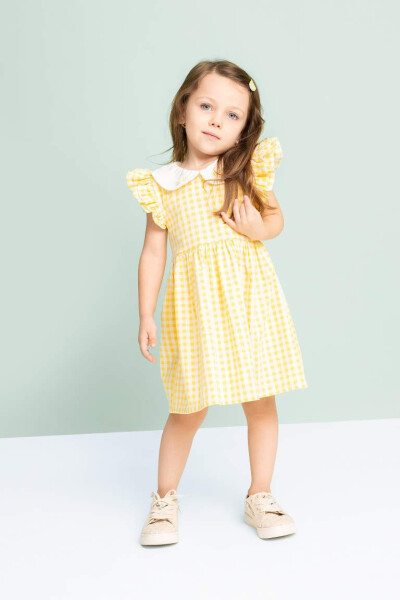 Baby Girl Plaid Sleeveless Poplin Dress Yellow - 2