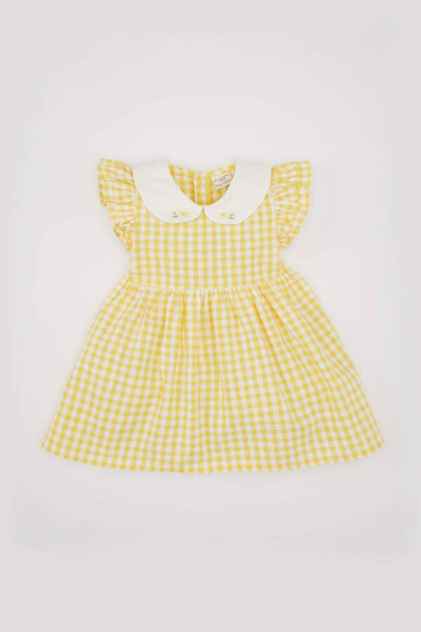 Baby Girl Plaid Sleeveless Poplin Dress Yellow - 3