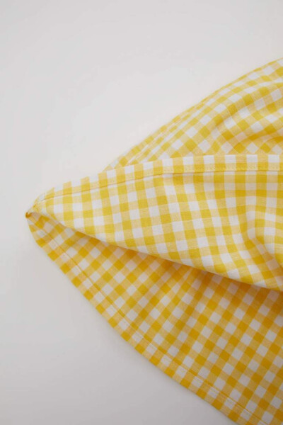 Baby Girl Plaid Sleeveless Poplin Dress Yellow - 5