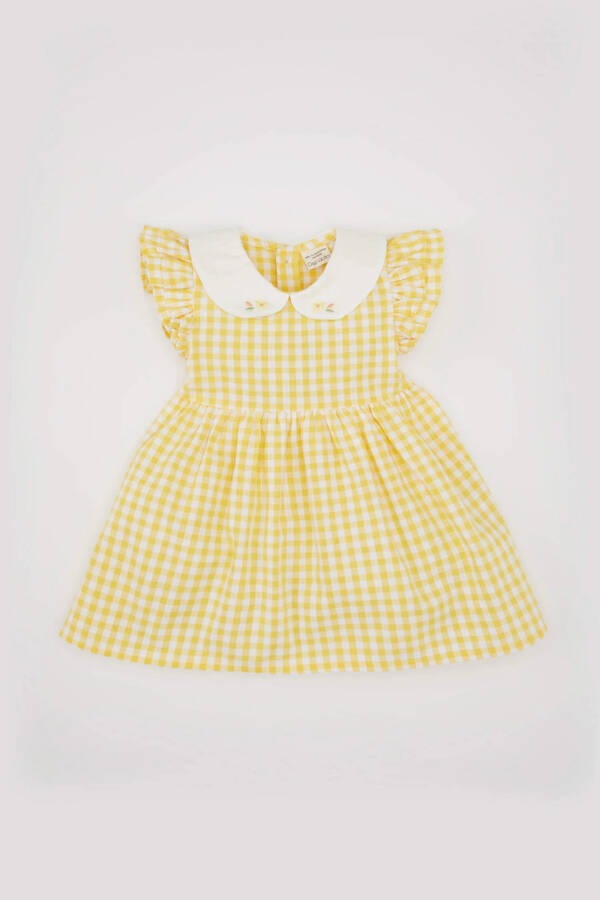 Baby Girl Plaid Sleeveless Poplin Dress Yellow - 7