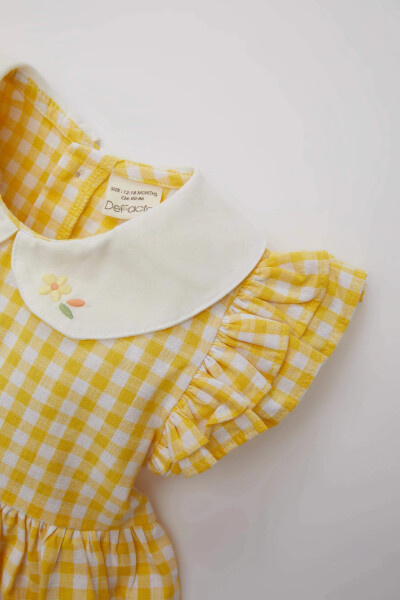 Baby Girl Plaid Sleeveless Poplin Dress Yellow - 8