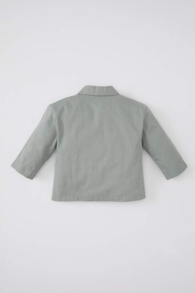 Baby Girl Pocket Gabardine Long Sleeve Shirt Light Green - 7