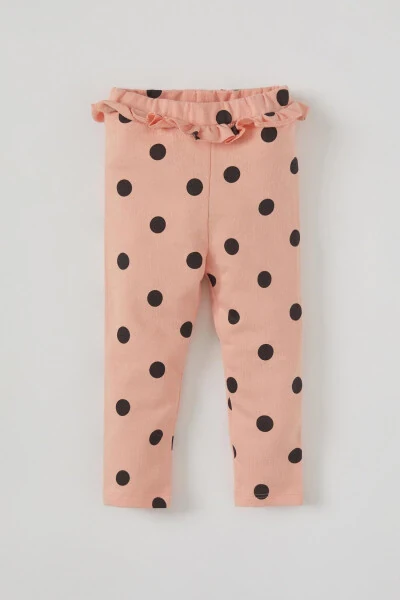 Baby Girl Polka Dot Frill Detail Cotton Sweatpants - DEFACTO