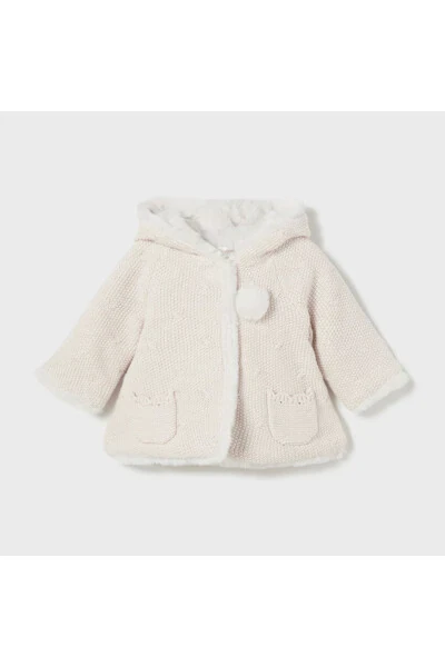 Baby Girl Pom-Pom Cardigan Cream L25K2304 - Modazone (1)
