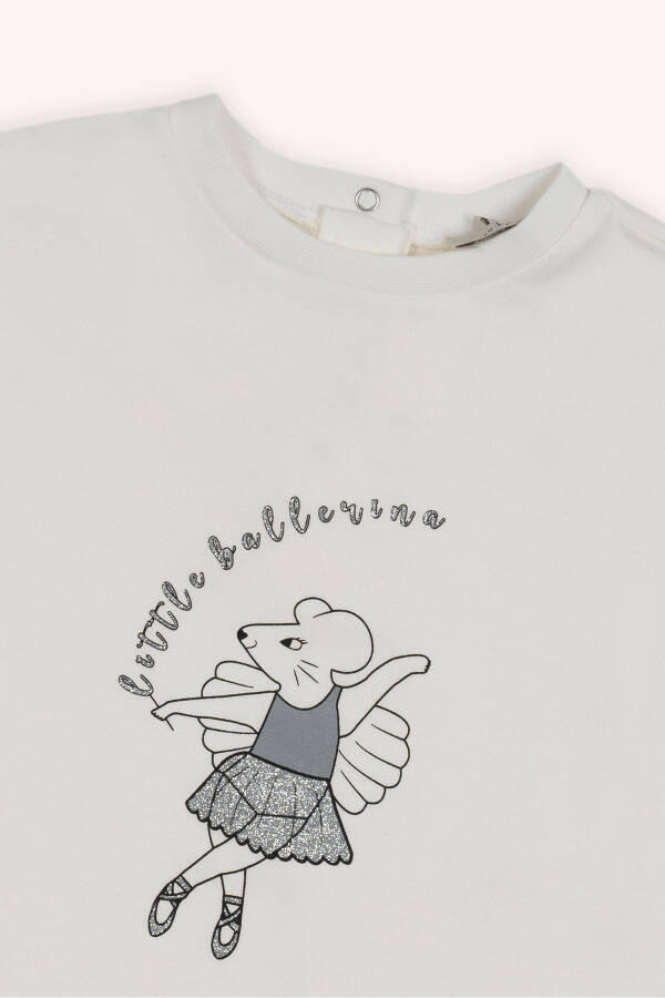 Baby Girl Printed Detail Ecru Sweatshirt - 3
