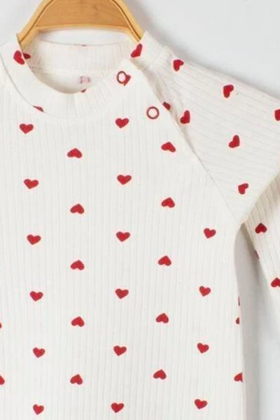 Baby Girl Red Heart Pattern Snap Hat Romper - 3