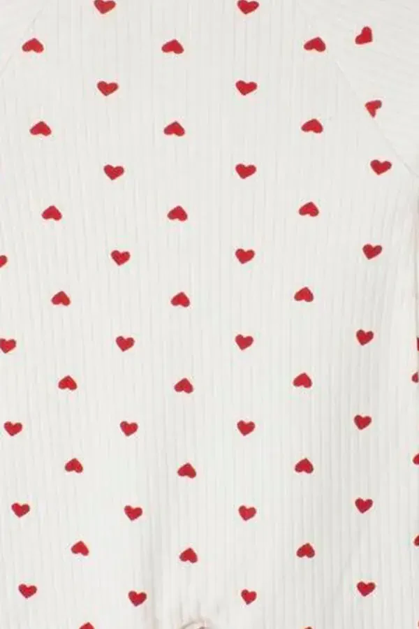 Baby Girl Red Heart Pattern Snap Hat Romper - 5