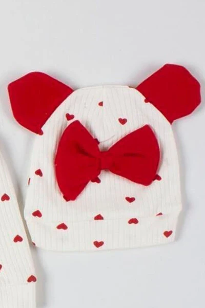 Baby Girl Red Heart Pattern Snap Hat Romper - 6