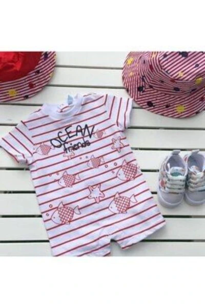 Baby Girl Red Patterned Jumpsuit - LOSAN