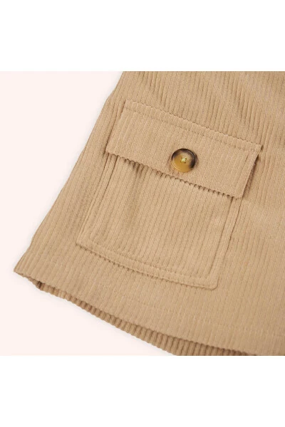 Baby Girl Ribbed Beige Shorts Skirt - 6