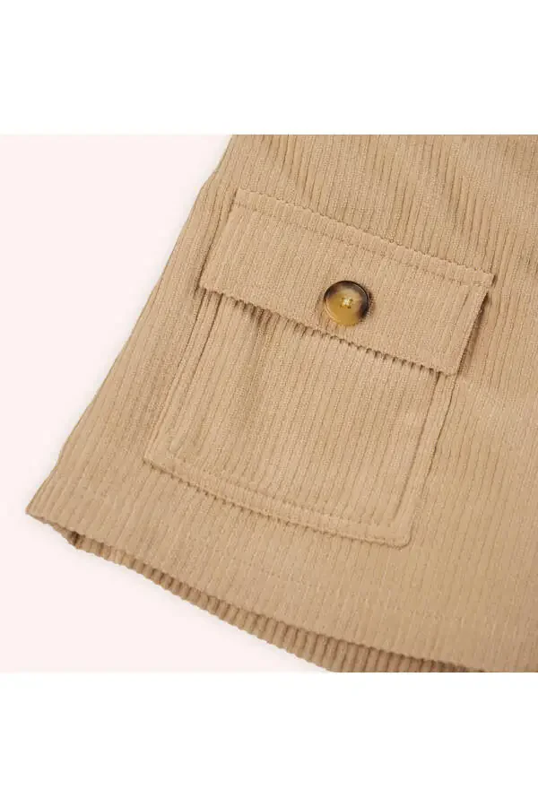 Baby Girl Ribbed Beige Shorts Skirt - 6
