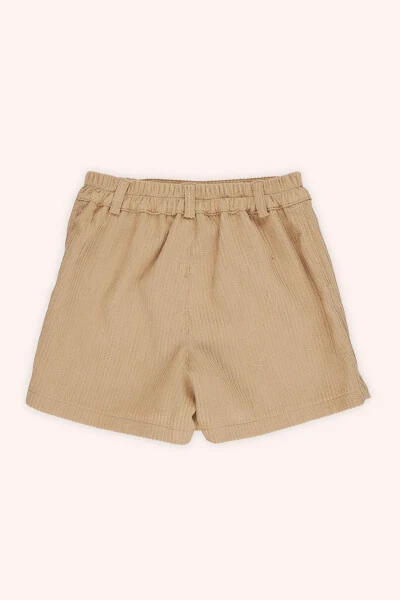 Baby Girl Ribbed Beige Shorts Skirt - PANÇO (1)