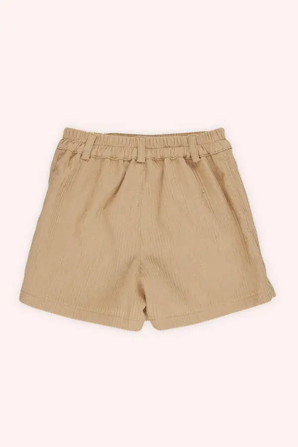 Baby Girl Ribbed Beige Shorts Skirt - 2