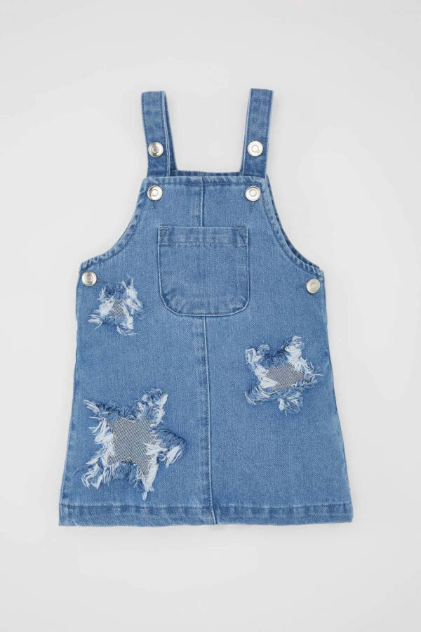 Baby Girl Ripped Detail Sleeveless Jean Dress Light Blue - 5