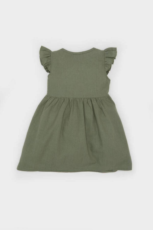 Baby Girl Short Sleeve Linen Look Dress Green - 4