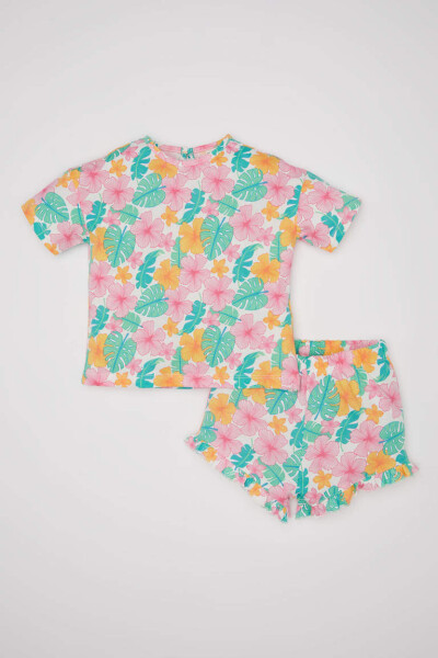 Baby Girl Short Sleeve T-Shirt & Shorts 2-Piece Set Ecru - 1