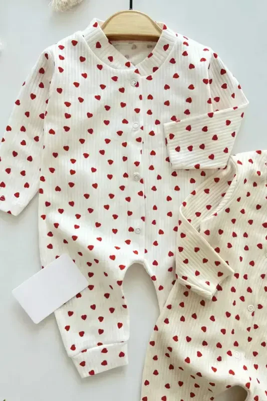 Baby Girl Small Heart Print Newborn Romper with Snap Closure 100% Cotton Flexible 1-3-6 Months-WHITE SMALL HEART - 1