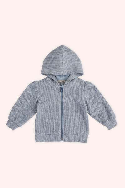Baby Girl Soft Touch Zippered Blue Sweatshirt - 1