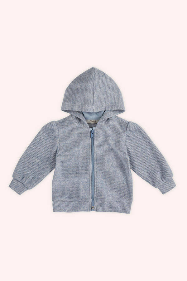 Baby Girl Soft Touch Zippered Blue Sweatshirt - 1