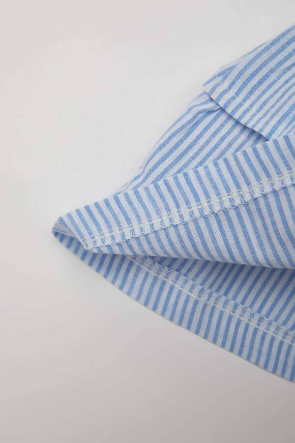 Baby Girl Square Neck Striped Poplin Tank Top Light Blue - 6