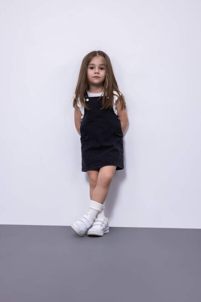 Baby Girl Strappy Jean Dress Anthracite - 1