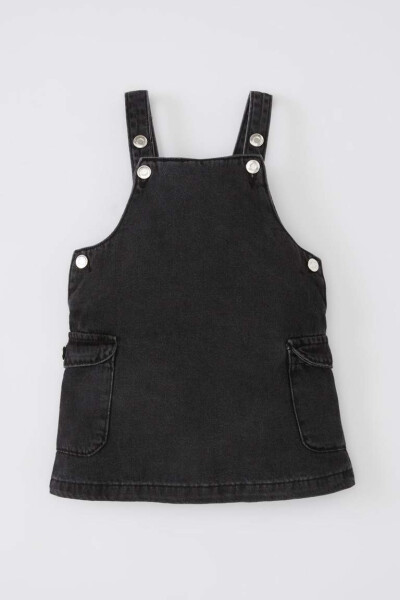 Baby Girl Strappy Jean Dress Anthracite - 5