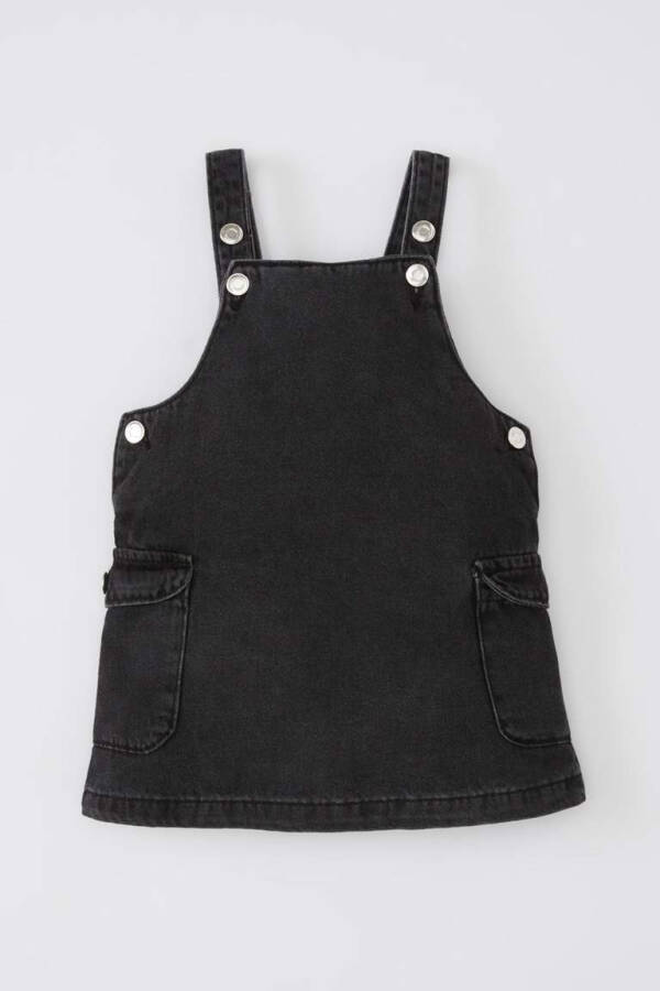 Baby Girl Strappy Jean Dress Anthracite - 5