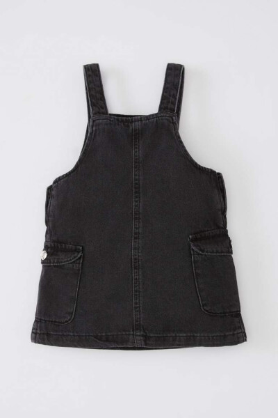 Baby Girl Strappy Jean Dress Anthracite - 8