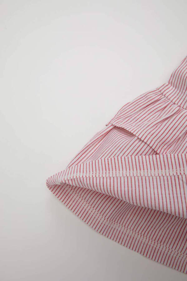 Baby Girl Strappy Linen Look Striped Blouse Red - 3