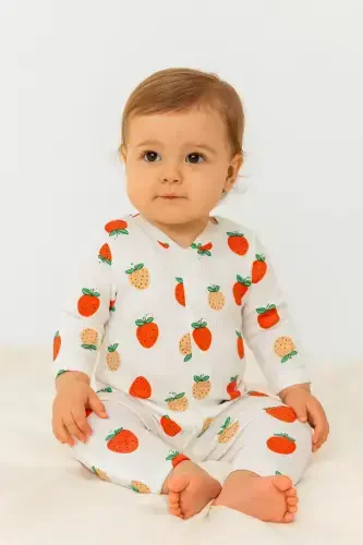Baby Girl Strawberry Print Snap-Closure Newborn Baby Romper 100% Cotton Flexible 1-3-6 Months-WHITE STRAWBERRY - 3