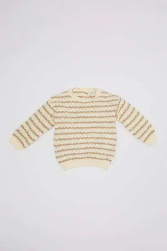 Baby Girl Striped Crewneck Sweater C8273a5er105mc - DEFACTO