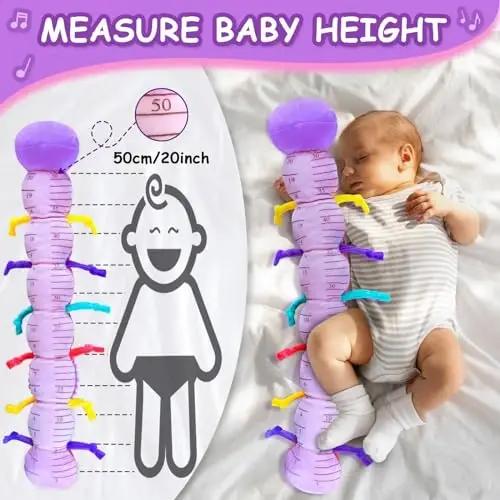 Baby Girl Stuffed Animal Toys with Multi Textures,Rattle,Crinkle,Baby Girl Gift 6 to 12 Months,Infant 3 4 5 7 8 9 Months Old Newborn Toy,Caterpillar-Purple - 4