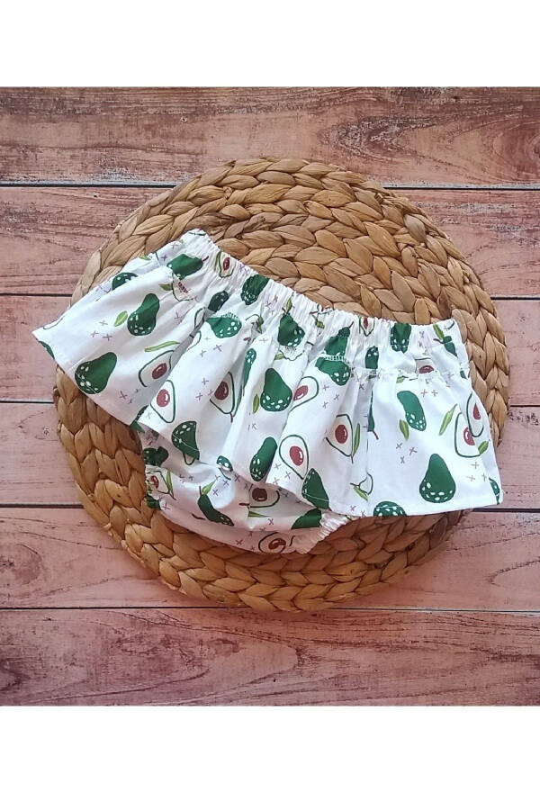 Baby Girl Summer Avocado Print Ruffled Shorts Skirt 100% Cotton - 1