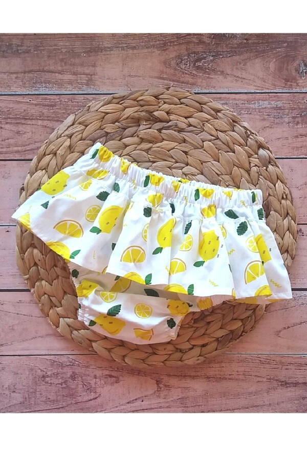 Baby Girl Summer Lemon Print Ruffle Detail Shorts Skirt 100% Cotton - 1