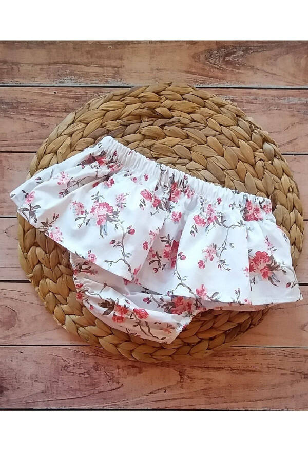 Baby Girl Summer Rose Print Ruffled Shorts Skirt 100% Cotton - 1