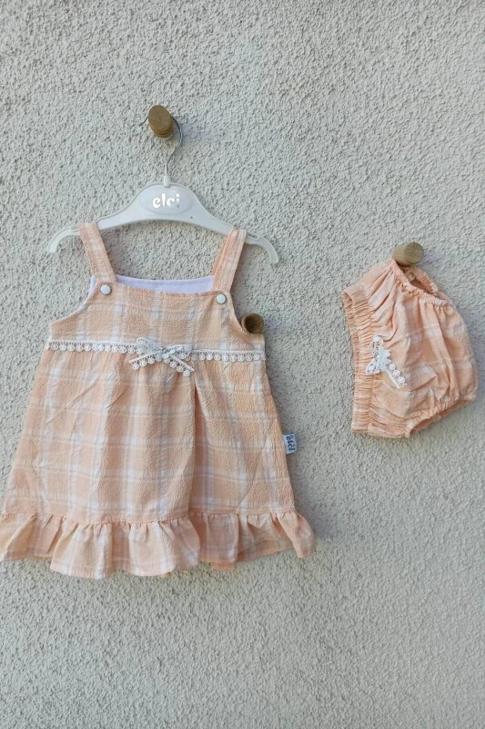 Baby Girl Suspender Plaid Romper Dress - GENEL MARKALAR