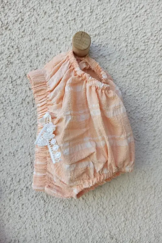 Baby Girl Suspender Plaid Romper Dress - 2