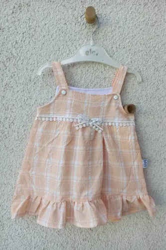 Baby Girl Suspender Plaid Romper Dress - 3