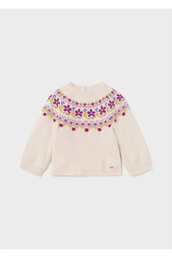 Baby Girl Sweater with Flower Details - 1