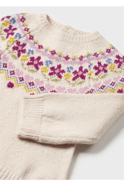 Baby Girl Sweater with Flower Details - 2